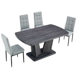 5 Piece Dining Table Set, 1.8 Thickness Tabletop and V-shaped Table Legs, 63 Inch Modern Kitchen Dining Table and Upholstered Dining Chairs for Kitche