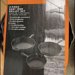Brand New 3pc Park Trail Cast Iron Frying Pan Set-8, 10.5 & 12”