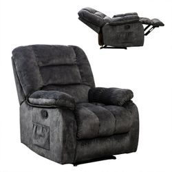 Bonzy Home 36'' Massage Recliner Chair with Heat and Vibration – Soft Fabric Manual Reclining Chair for Living Room and Bedroom – Dark Gray
