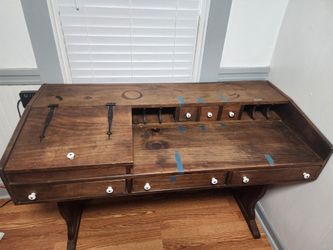 Vintage  Ethan Allen pine trestle desk