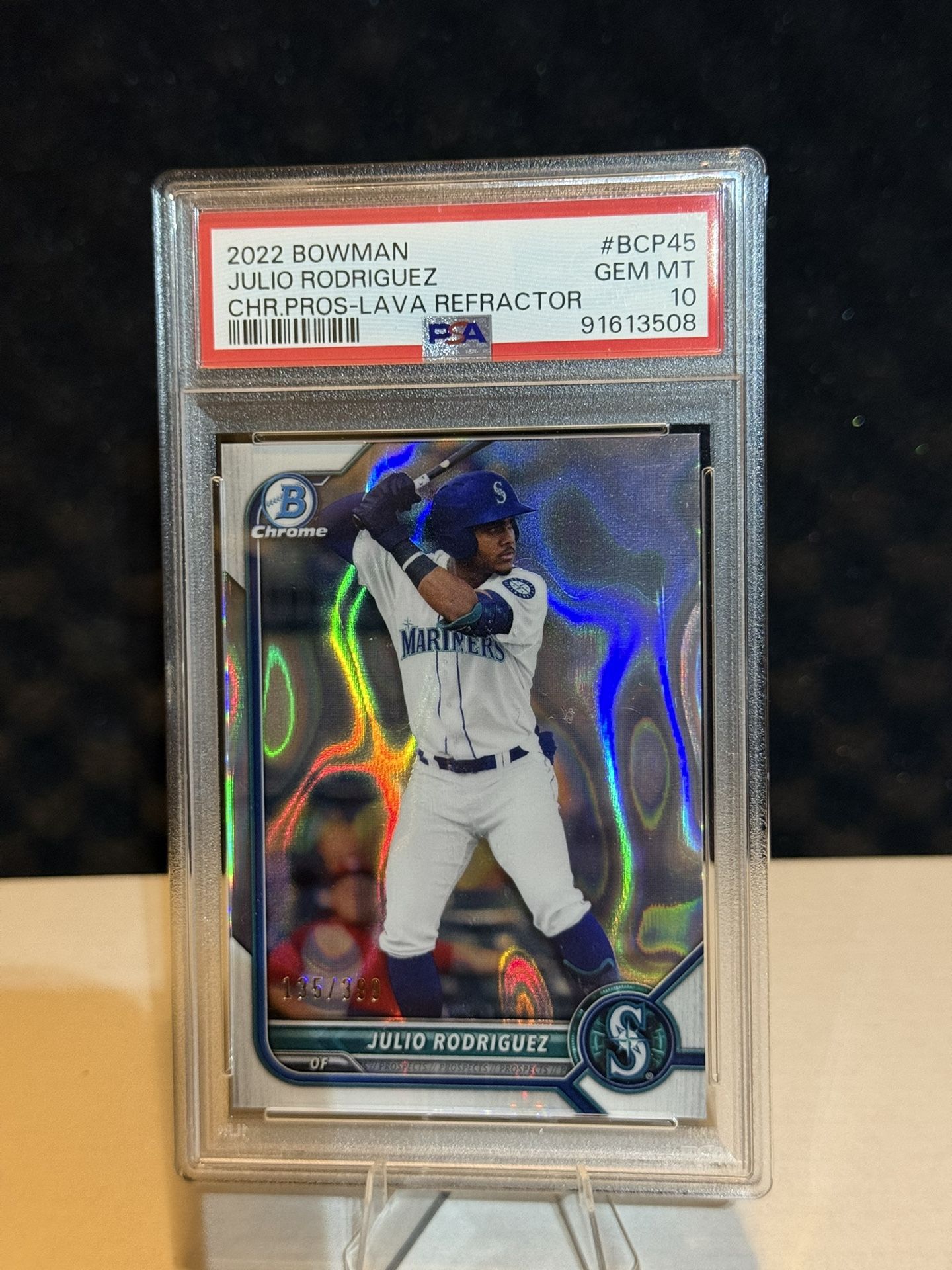 2022 Bowman - Chrome Prospects Julio Rodriguez #BCP-45 Lava Refractor /399 (RC)