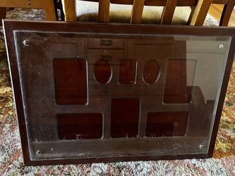 UNIQUE! Gorgeous Wood Desk Blotter with Photo Frames