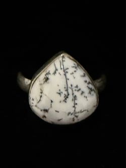 NEW Size 7 Dendritic Agate Silver Ring