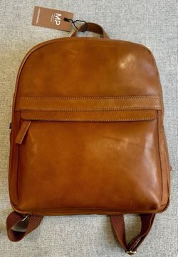 NWT Marta Ponti Men’s GENUINE LEATHER Brown Laptop Backpack! BRAND NEW!