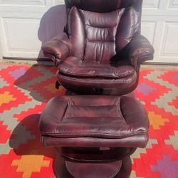 Real Leather Recliner And Ottoman 