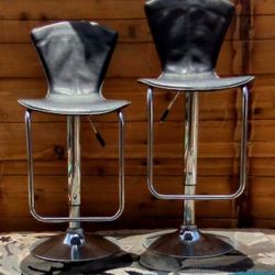 *Holiday Sale* 2x Hourglass Leather Bar Stools 