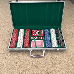 Poker Set With Dice And Clay Casino Chips 