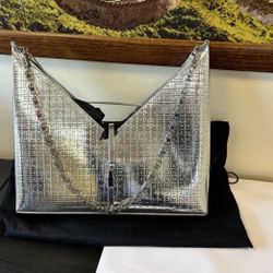Givenchy Large Cutout Leather Womens Shoulder Bag Silver