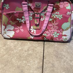 Roxy Rare Vintage Pink Floral Bag With Wheels