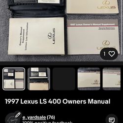 Owners Manual For 97’ Lexus LS400 Owners Manual