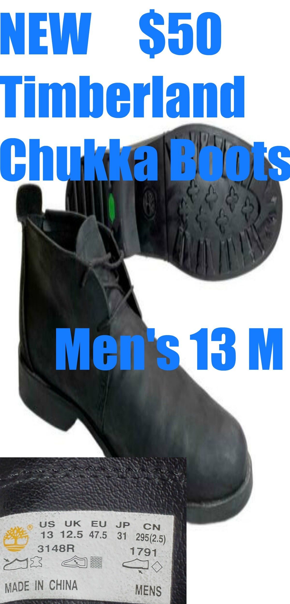NEW Timberland Men's Size 13 M Chukka Ankle Boots Black Nubuck Leathe Earthkeepers 3148R Jordan