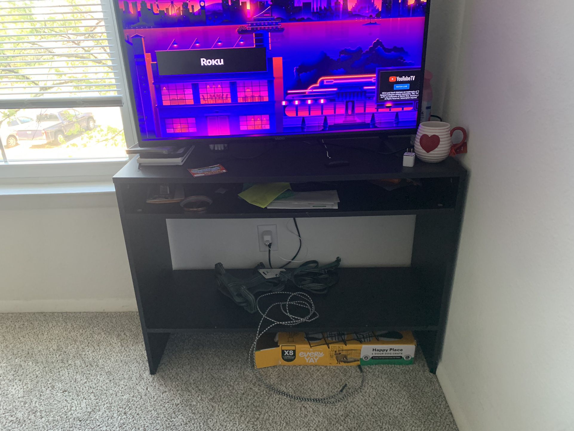 Tv with stand and roku device