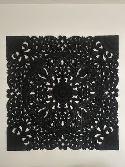 Black Mandala Queen Size Bed Headboard, Wall Art Panels