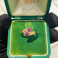 14K GOLD ALEXANDRITE DIAMOND RING 