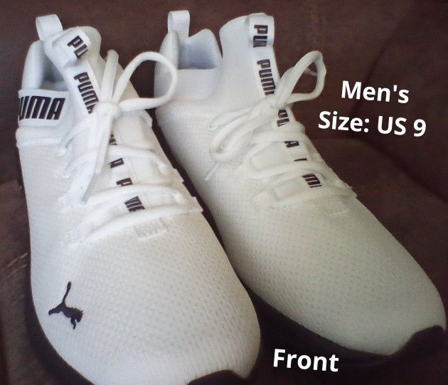BLACK AND WHITE PUMA SHOES