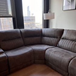 Sampson Brown Leather 3 Piece Reclining Sectional from Condor Manufacturing.
