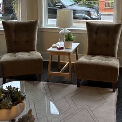 High-End Lee Industries Upholstered Slipper Chairs – Set of 2