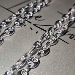 Brand New 5mm Silver Puff Link Chain 24-inch 