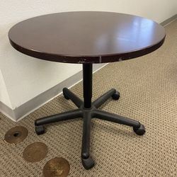 Brown Table On Wheels Wood 