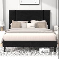 King upholstered bedframe With Matress 