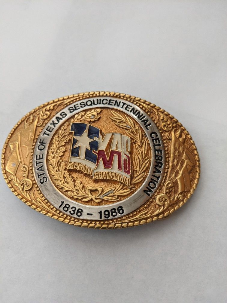 Vintage State of Texas Sesquicentennial Celebration Belt Buckle