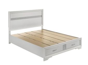 Queen Wood Storage Bed Frame - White