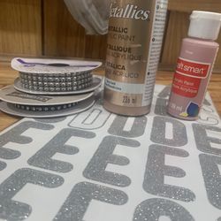 Glitter Sticker Letters , Aryclic Pink And Rose Gold