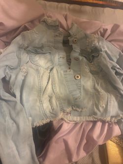 Light Wash Distressed Denim Vest