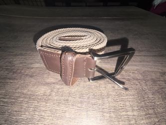 Braided Canvas Belt with Leather Ends