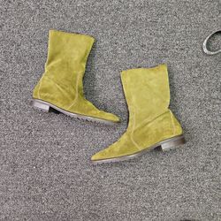J. Crew Green Leather Suede Boots Sz 6