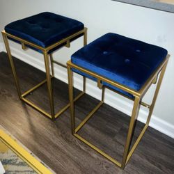 Velvet and Metal Counter Bar Stools