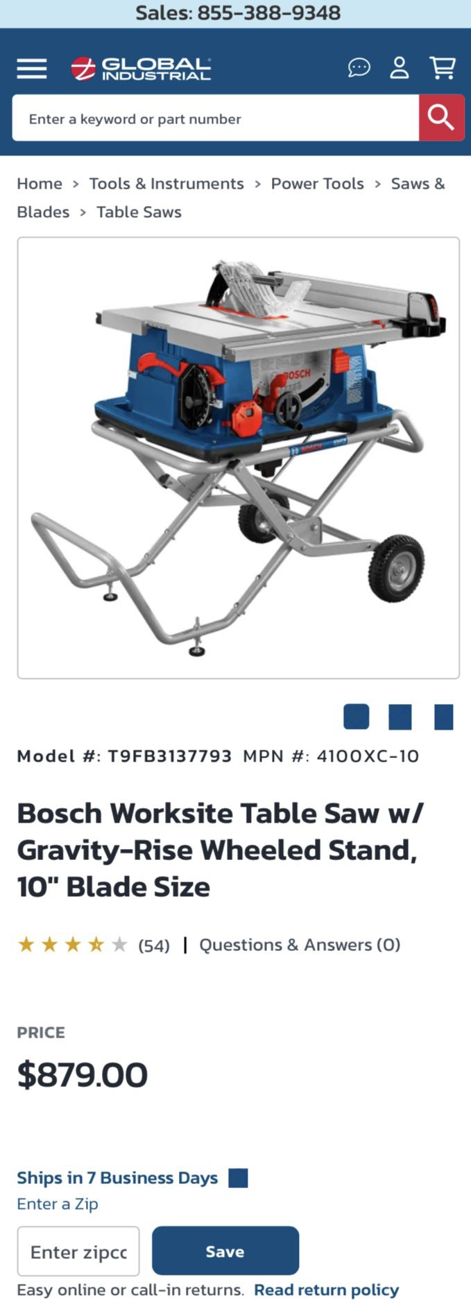 Bosche 4000 10 inch table saw AND gravity rise wheel stand 