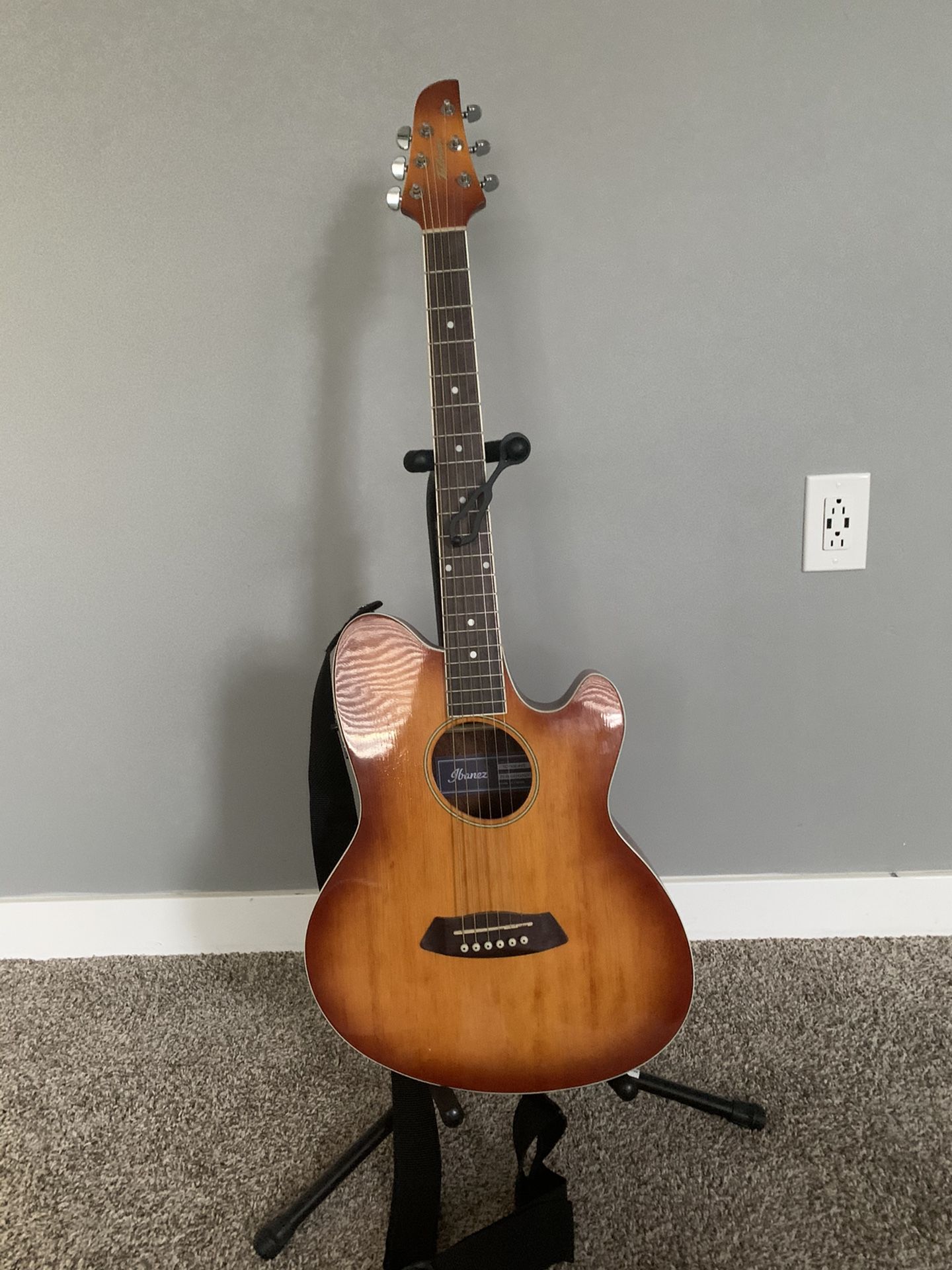 Ibanez Acoustic Electric Guitar with stand