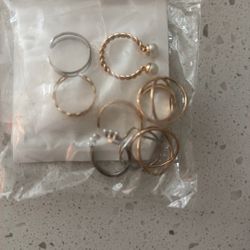 Gold And Silver Color Rings Bundle