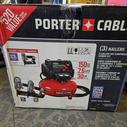 Porter-Cable 6 Gal. Electric Air Compressor with 16-Gauge,18-Gauge and 23-Gauge Nailer and Hose