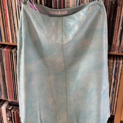 PRICE DROP: ANDREW MARC VTG NW/OT Butter-soft TURQUOISE IQUANA LEATHER SKIRT one of a kind!