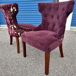 PIER 1 HOURGLASS PURPLE VELVET ACCENT CHAIRS SET