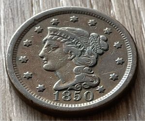 1850 braided hair large cent