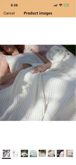 Bedsure Cooling Waffle Blanket for Hot Sleepers, Ivory, King, 104" X 90" 50% cotton and 50% rayon derived from bamboo, breathable lightweight soft sum