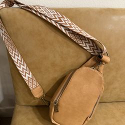 Monaco Vegan Leather Sling Bag Tribal Print Strap Boho