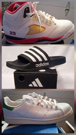 3 Pair Shoe Lot - Jordans, Stan Smiths & Adidas Slides (Or Sell Separately)