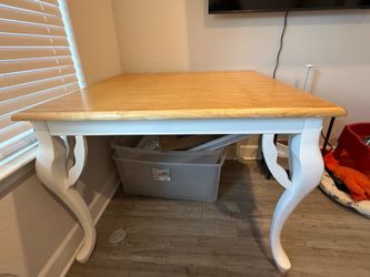 Two-Tone Wood and White Dining Table with Chairs