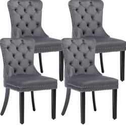 Dining Chair Set Of 4  Tufted Upholstered 