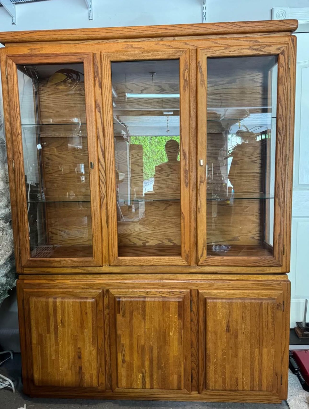Solid Oak Cabinet With Interior Lighting