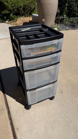 Rolling Plastic Storage Cart with Drawers