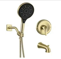 AKLFGN Single Handle 2-Spray Tub and Shower Faucet 1.6 GPM With tub Spout in Brushed Gold(Valve Included)