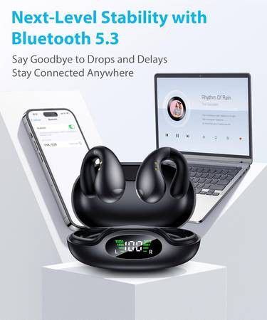 Ultra Open-Ear-Earbuds Wireless Bluetooth - Ergonomic Clip-On Earbuds,