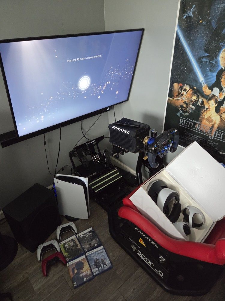 PS5 + VR2 + Fanatec Racing Rig w/ TV & Games