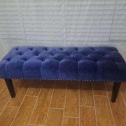 Blue Velvet Accent Bench
