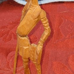Vintage Ouro Artesania Spain Don Quixote Knight Hand Carved Wood Sculpture 7" Figurine L1S909